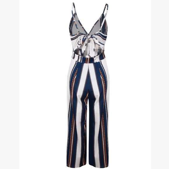💕💕You Are Pretty Navy White Stripe Jumpsuit - Picture 5 of 7